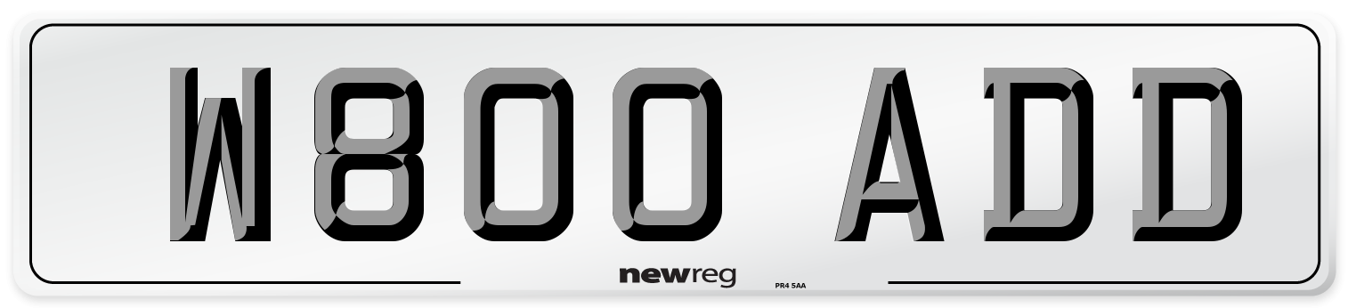 W800 ADD Number Plate from New Reg